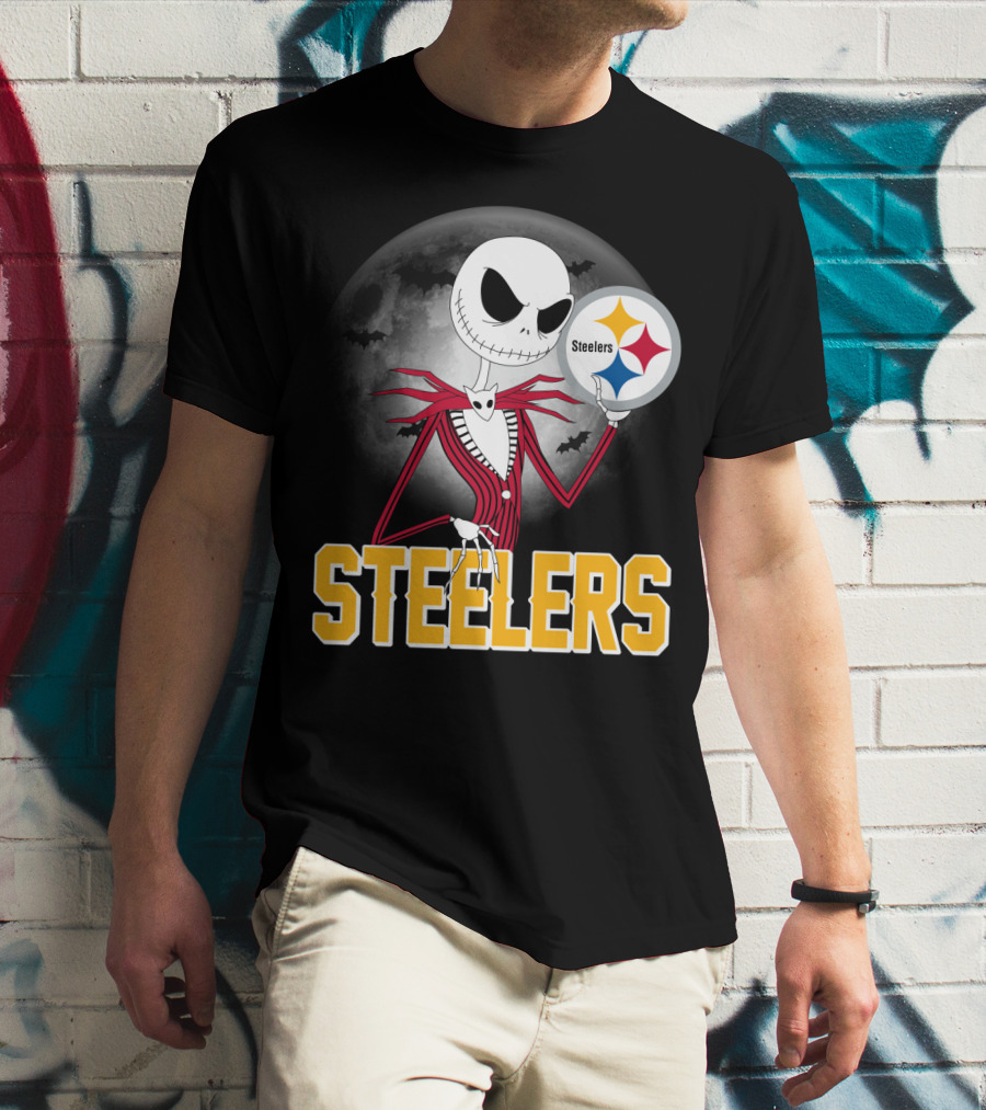 Jack Skellington Steelers Halloween Moon T-Shirt