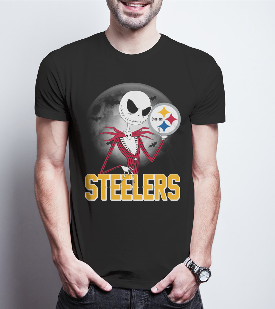 Jack Skellington Steelers Halloween Moon T-Shirt