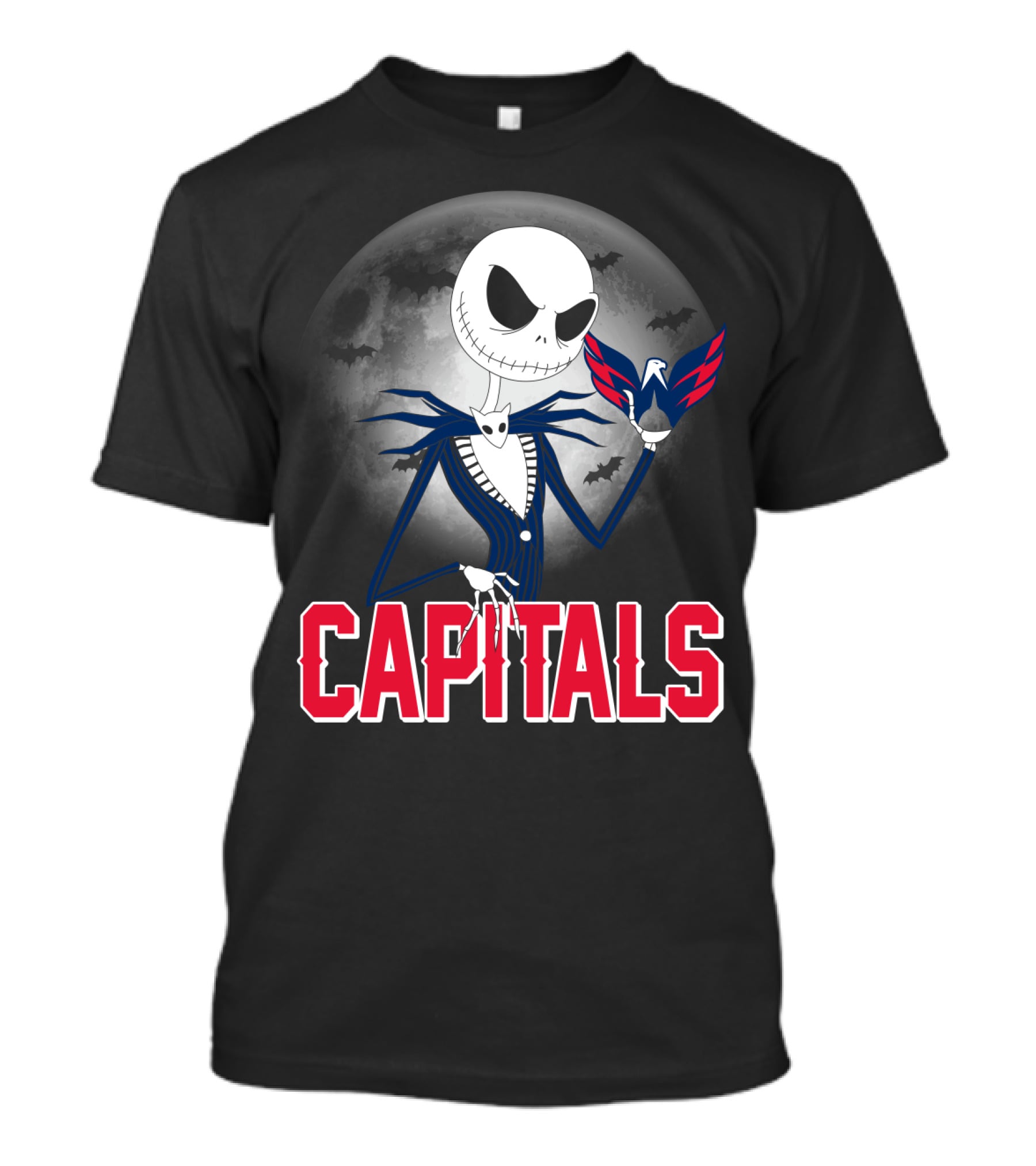 Jack Skellington Halloween Meets Washington Capitals Moon Night T-Shirt