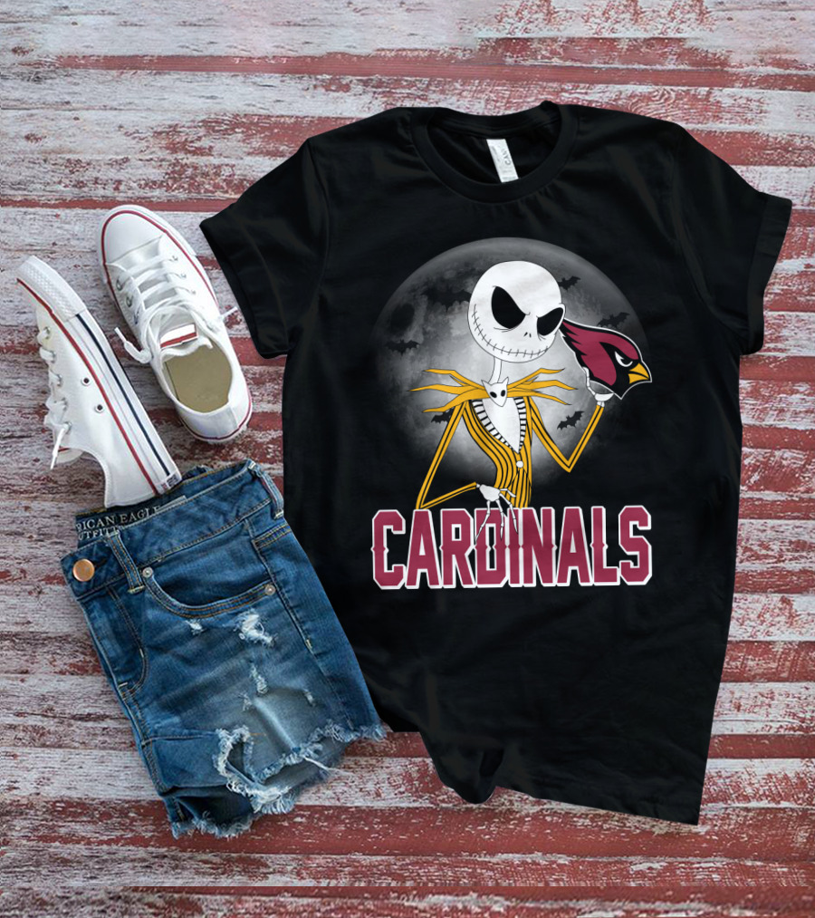 Jack Skellington Cardinals Halloween Moon Arizona T-Shirt