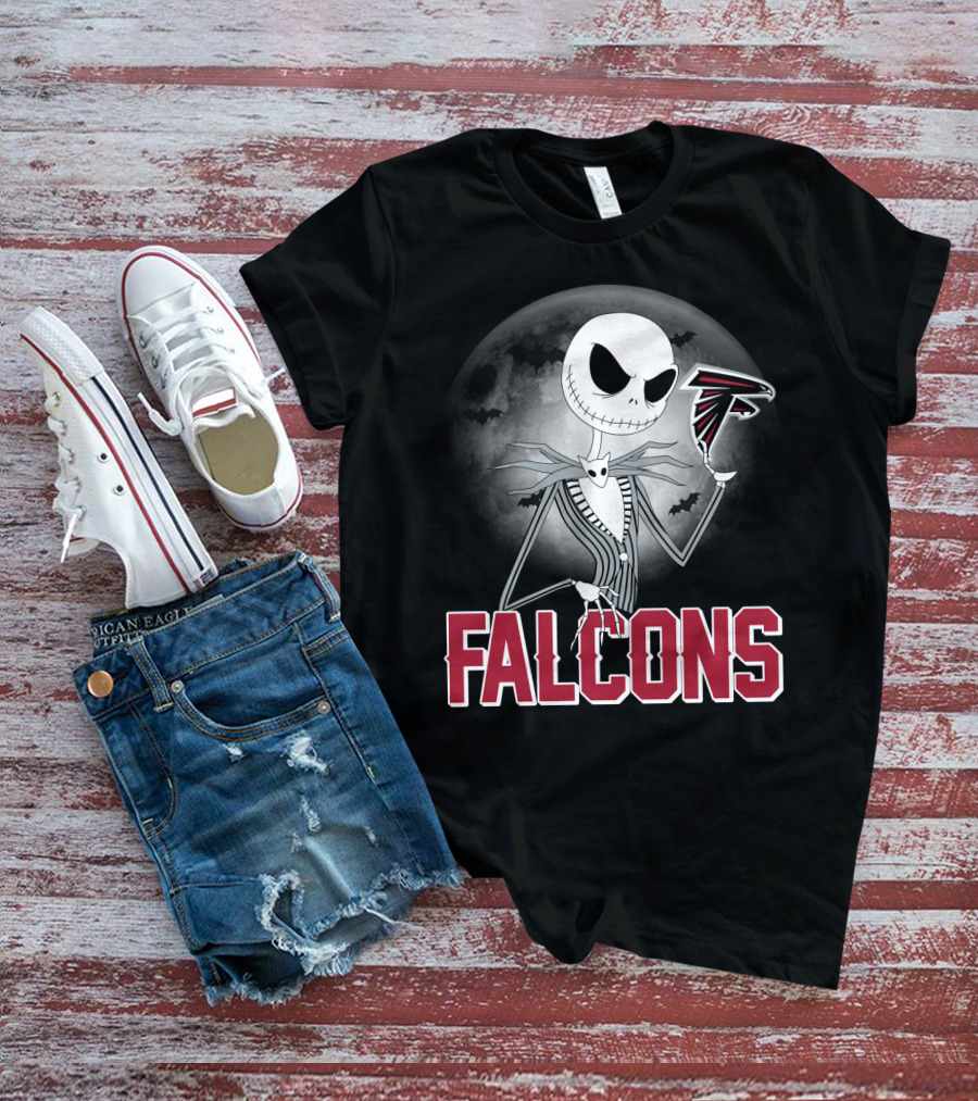 Jack Skellington Halloween Atlanta Falcons Moon T-Shirt