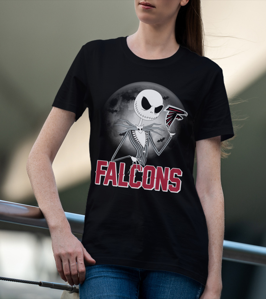 Jack Skellington Halloween Atlanta Falcons Moon T-Shirt