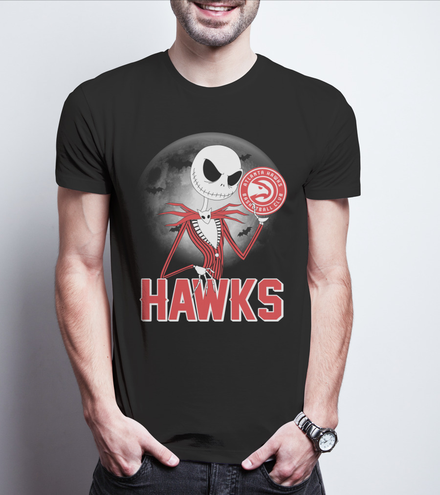 Atlanta Hawks Basketball Club Jack Skellington Halloween Hawks T-Shirt