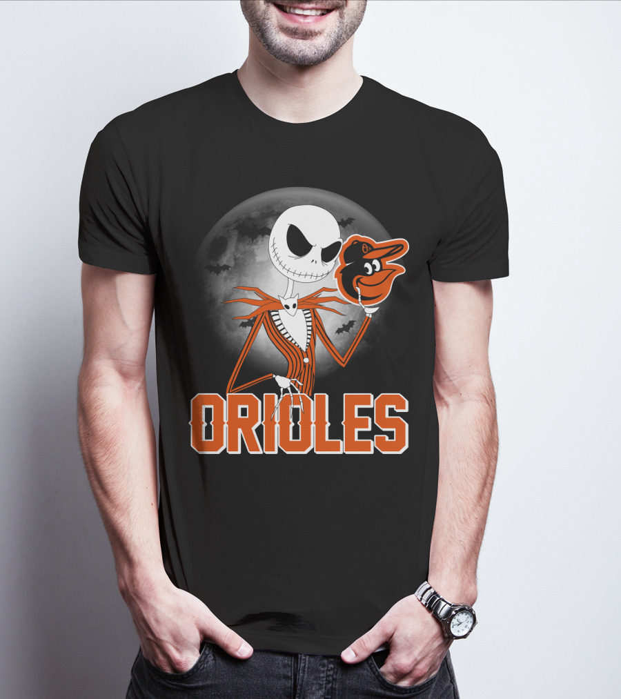 Jack Skellington Halloween Orioless Moon Bat T-Shirt
