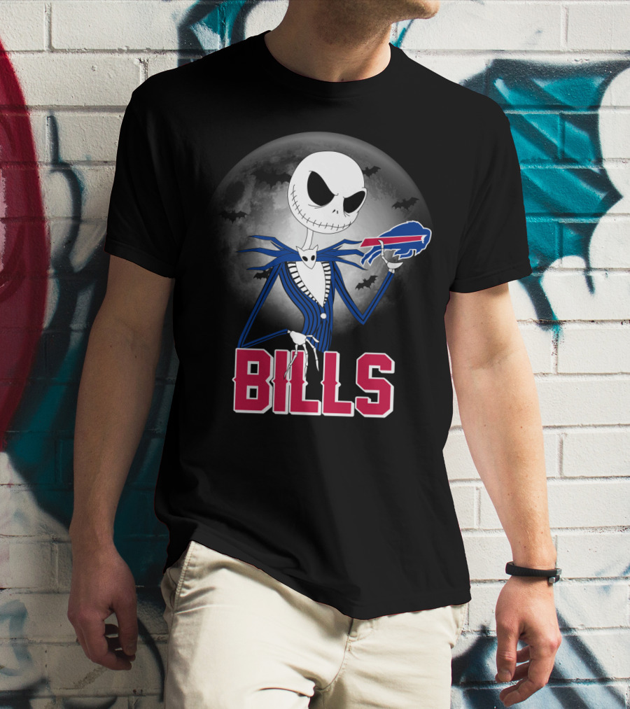 Jack Skellington Halloween Buffalo Bills Moon Bats T-Shirt