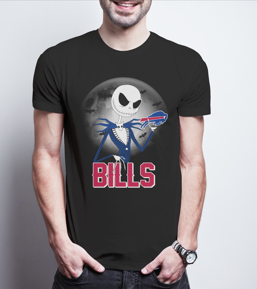 Jack Skellington Halloween Buffalo Bills Moon Bats T-Shirt