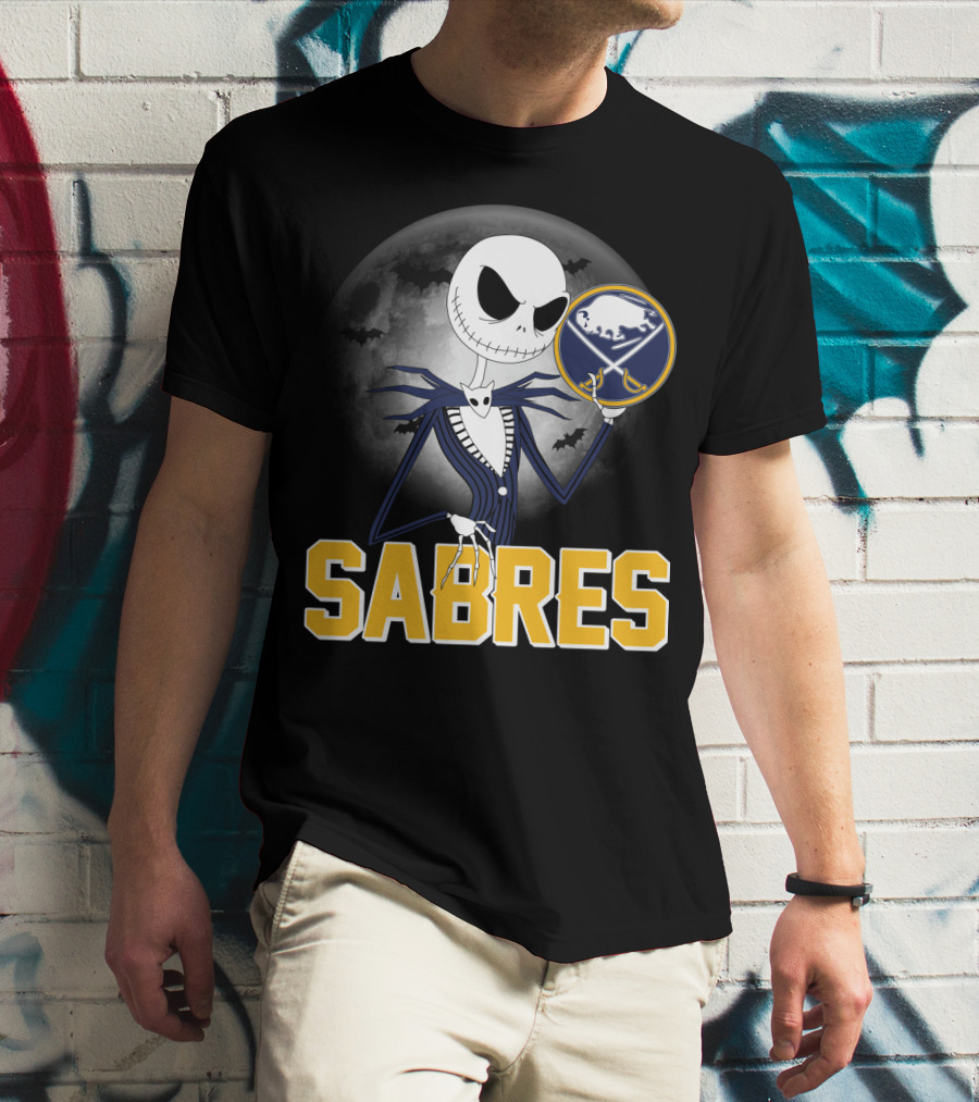 Sabres Jack Skellington Halloween Buffalo Moon Scene T-Shirt