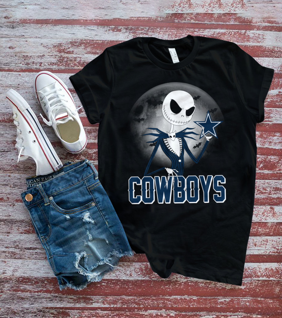Jack Skellington Cowboys Halloween Moon Dallas Star T-Shirt