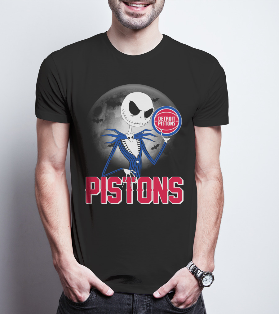 Jack Skellington Detroit Pistons Halloween Moon T-Shirt