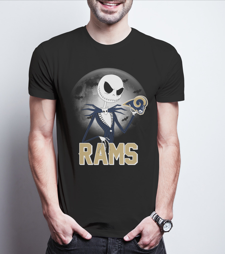 Jack Skellington Halloween Rams Moon Logos T-Shirt