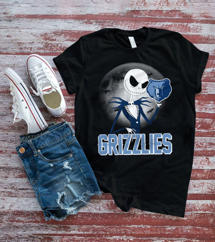 Jack Skellington Grizzlies Halloween Moon T-Shirt