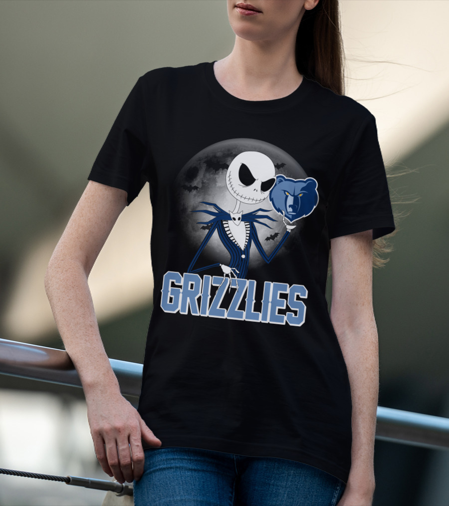 Jack Skellington Grizzlies Halloween Moon T-Shirt