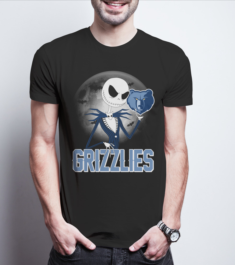 Jack Skellington Grizzlies Halloween Moon T-Shirt