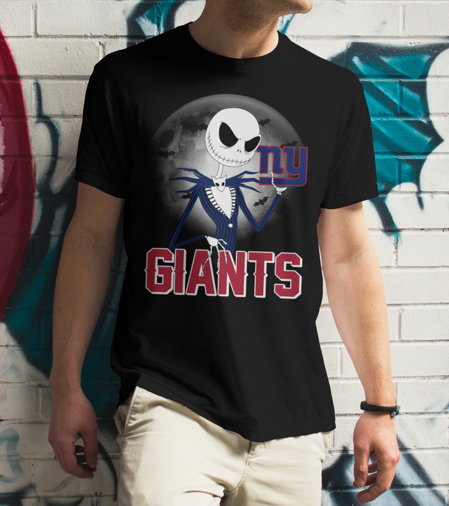 Jack Skellington New York Giants Halloween Moon T-Shirt