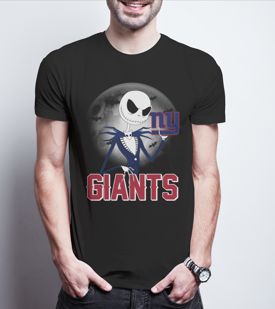 Jack Skellington New York Giants Halloween Moon T-Shirt