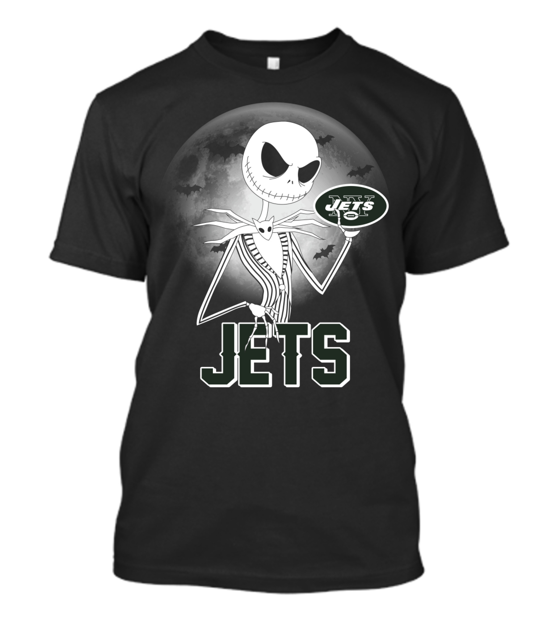Jack Skellington Halloween New York Jets Moonlit T-Shirt
