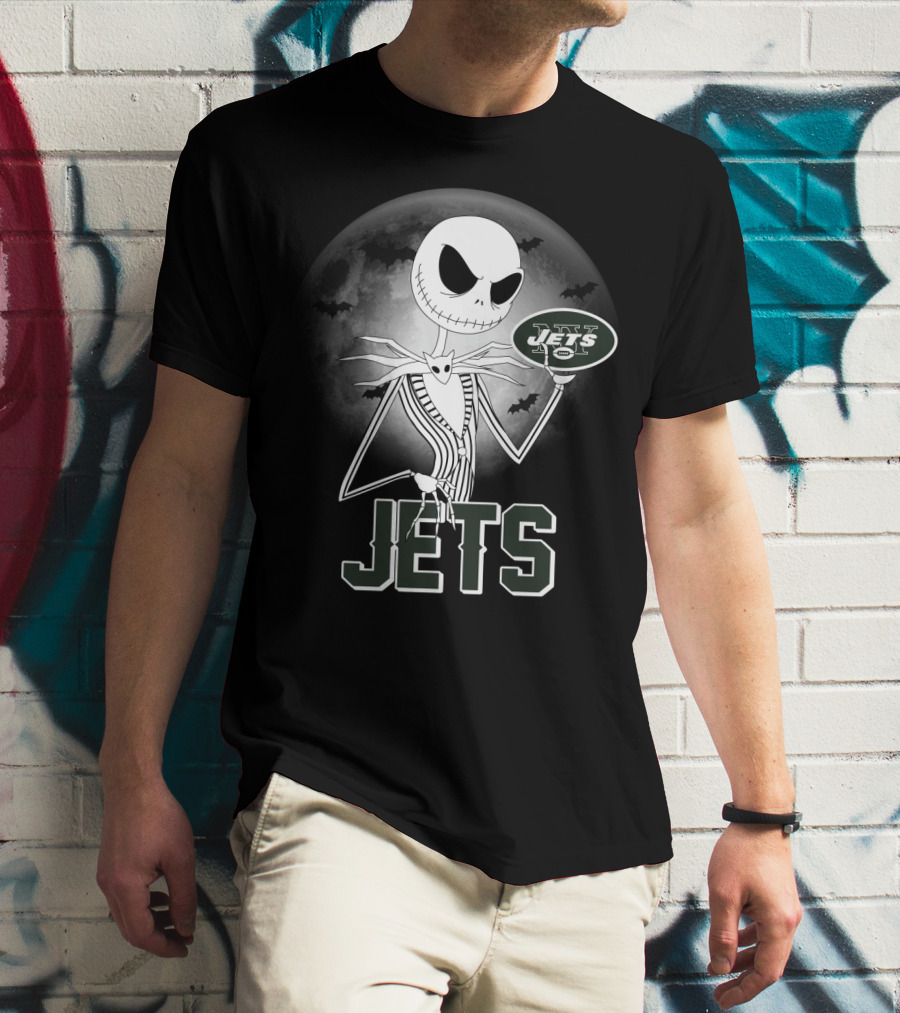 Jack Skellington Halloween New York Jets Moonlit T-Shirt