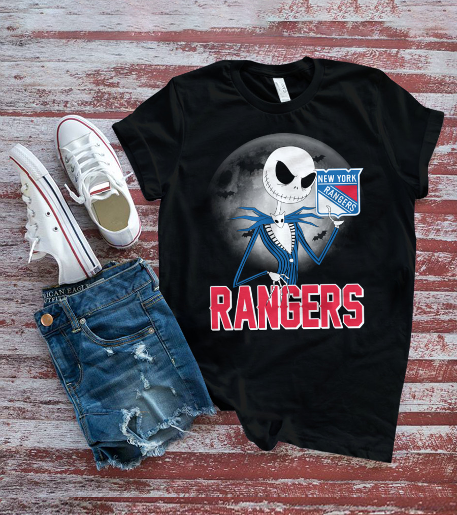 Jack Skellington New York Rangers Halloween Moon T-Shirt