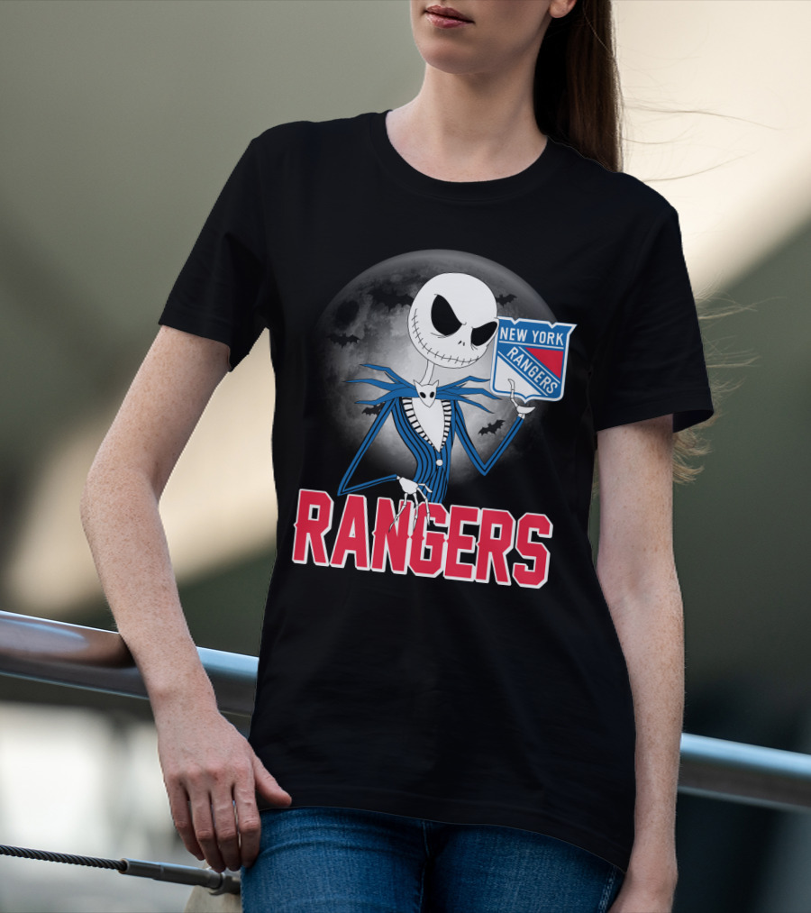 Jack Skellington New York Rangers Halloween Moon T-Shirt