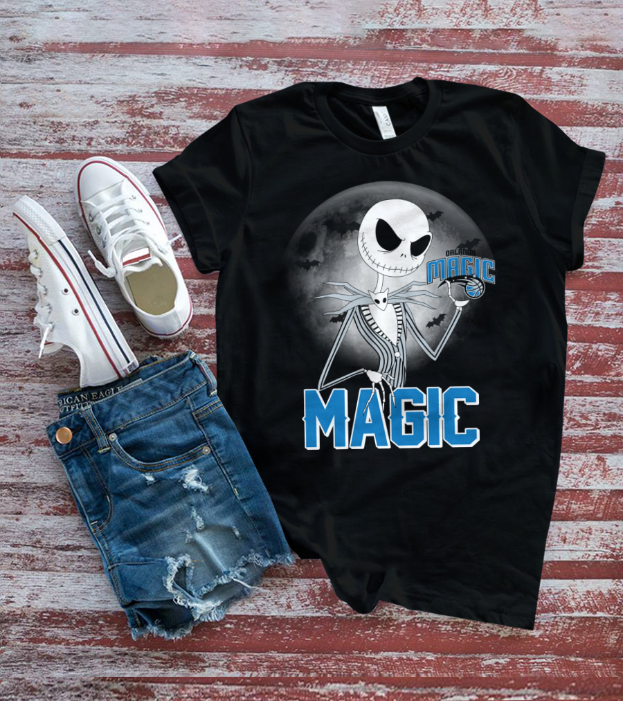 Jack Skellington Orlando Magic Halloween Moon Bats T-Shirt