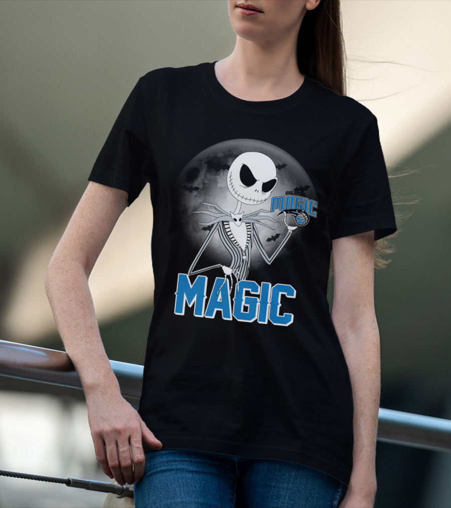 Jack Skellington Orlando Magic Halloween Moon Bats T-Shirt