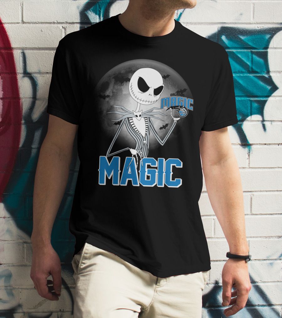 Jack Skellington Orlando Magic Halloween Moon Bats T-Shirt