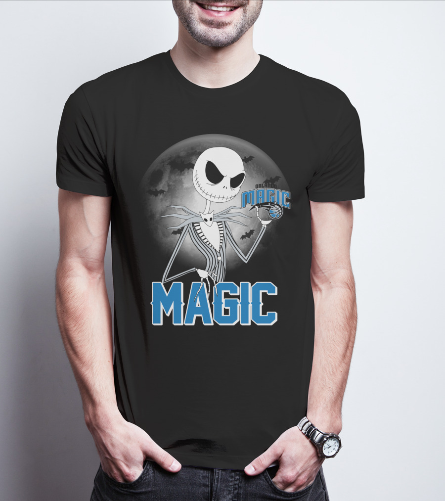 Jack Skellington Orlando Magic Halloween Moon Bats T-Shirt
