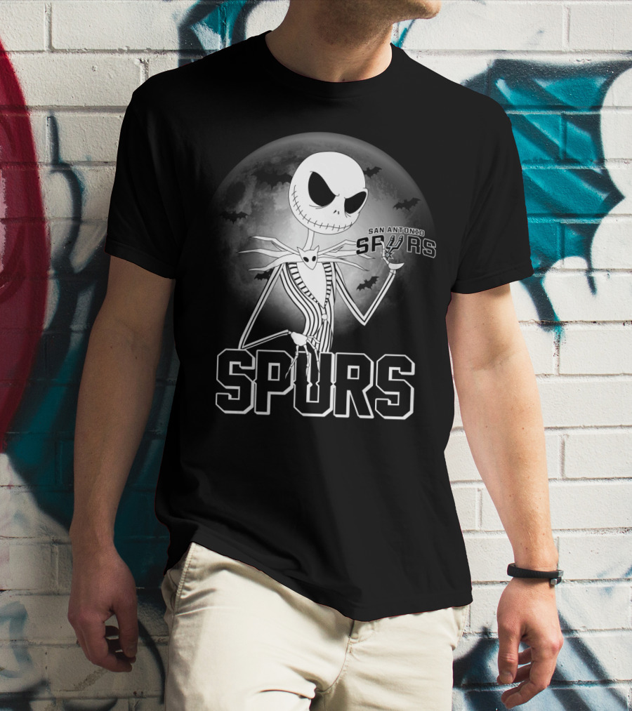 Jack Skellington San Antonio Spurs Halloween Moon Bats T-Shirt