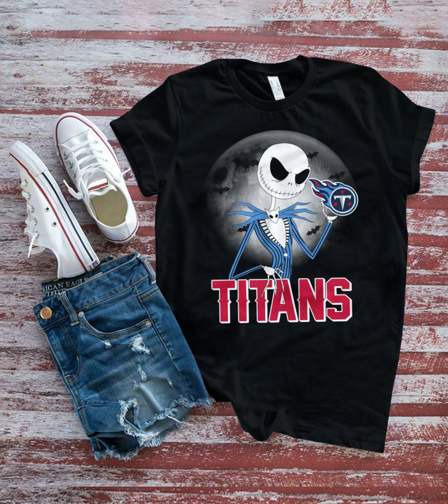 Jack Skellington Titans Halloween Night Tennessee Theme T-Shirt