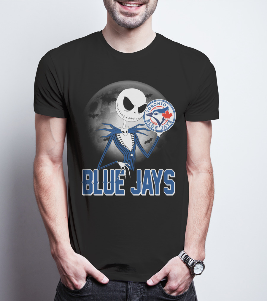 Jack Skellington Toronto Blue Jays Halloween Moon Bats T-Shirt