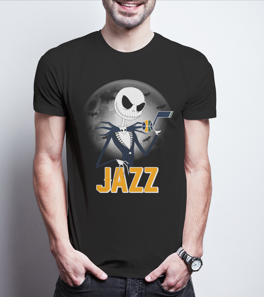 Jack Skellington Halloween Utah Jazz Moonlit Fans T-Shirt