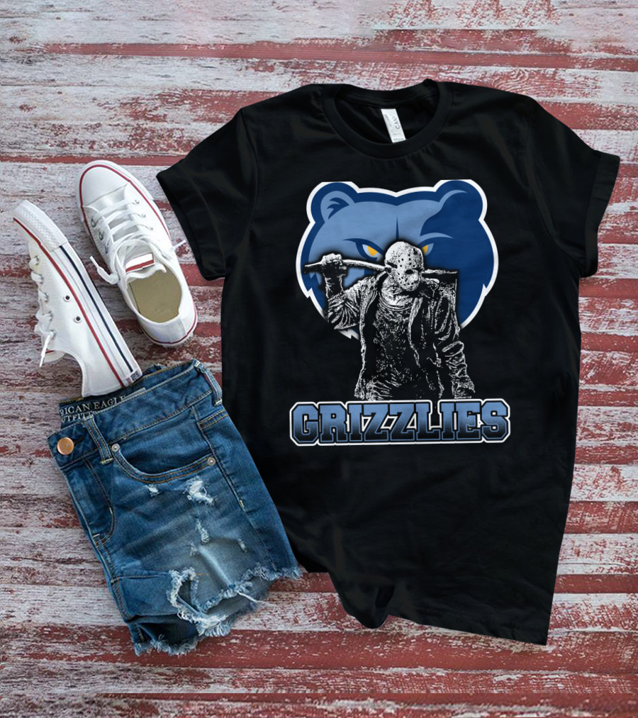 Jason Voorhees And Memphis Grizzlies Logo Crossover T-Shirt