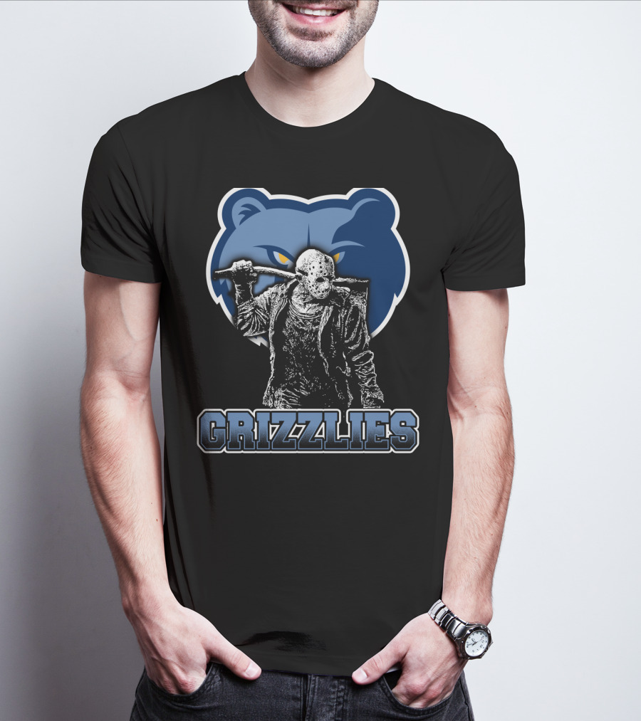 Jason Voorhees And Memphis Grizzlies Logo Crossover T-Shirt