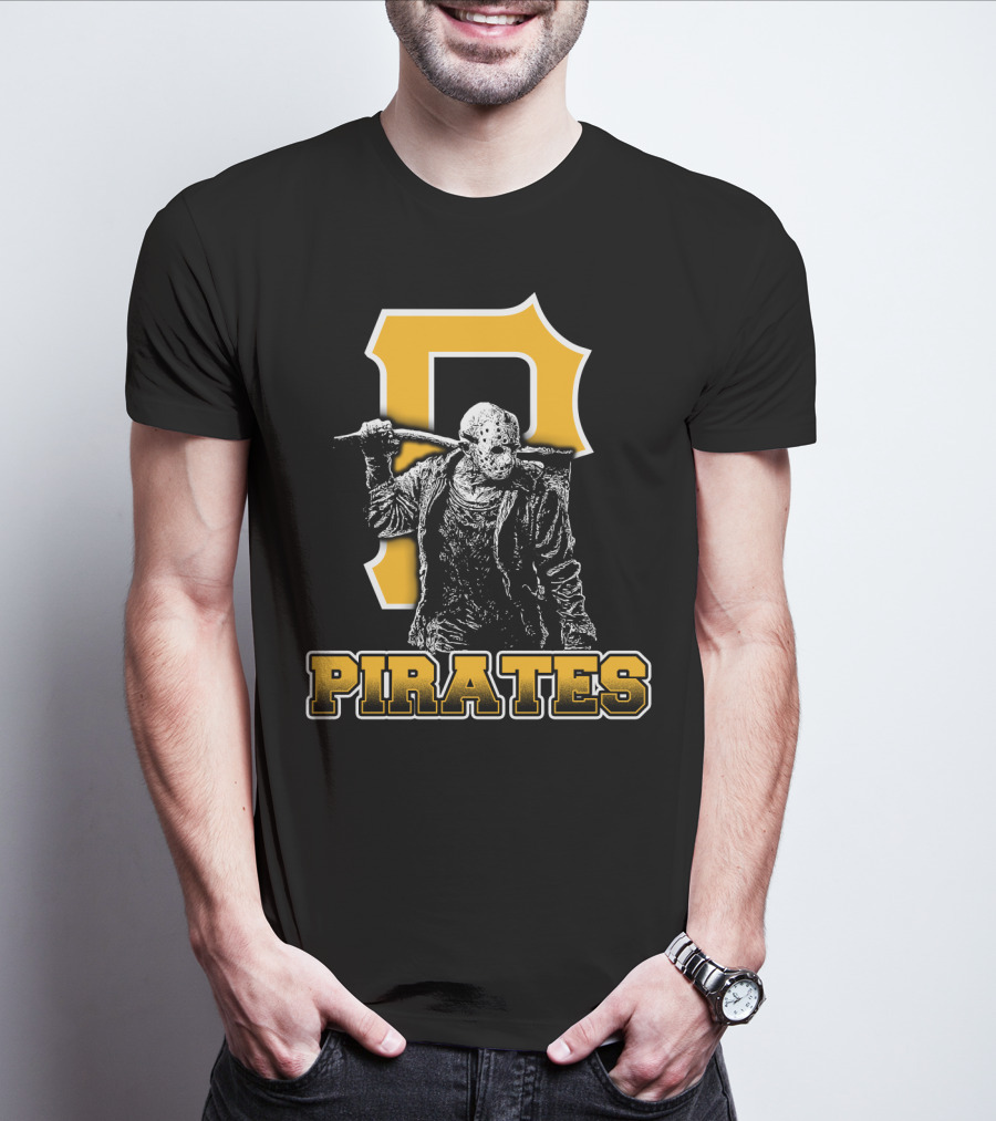 Jason Voorhees With Pittsburgh Pirates Symbol And Text Pirates T-Shirt