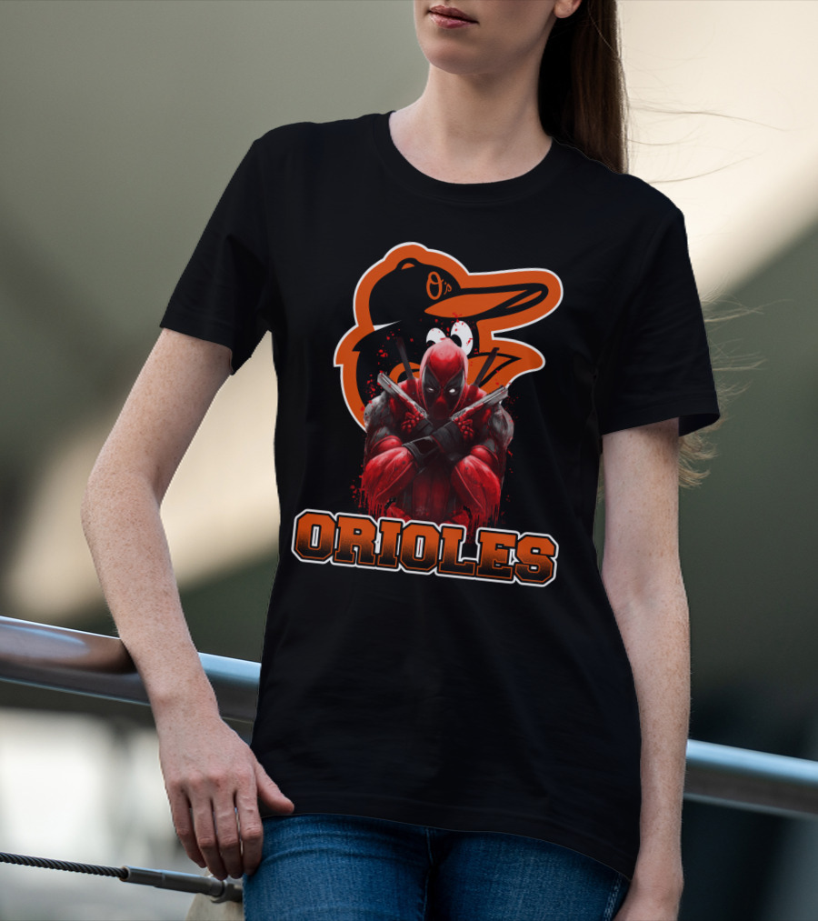 Baltimore Orioles Deadpool Mashup Orioles Logo & Character Crossover T-Shirt