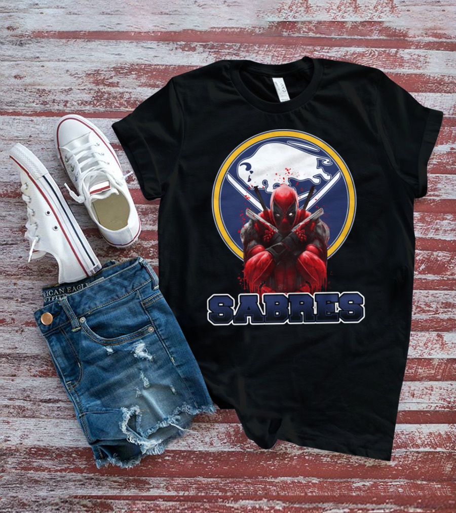 Buffalo Sabres Deadpool Crossed Katanas Fans T-Shirt