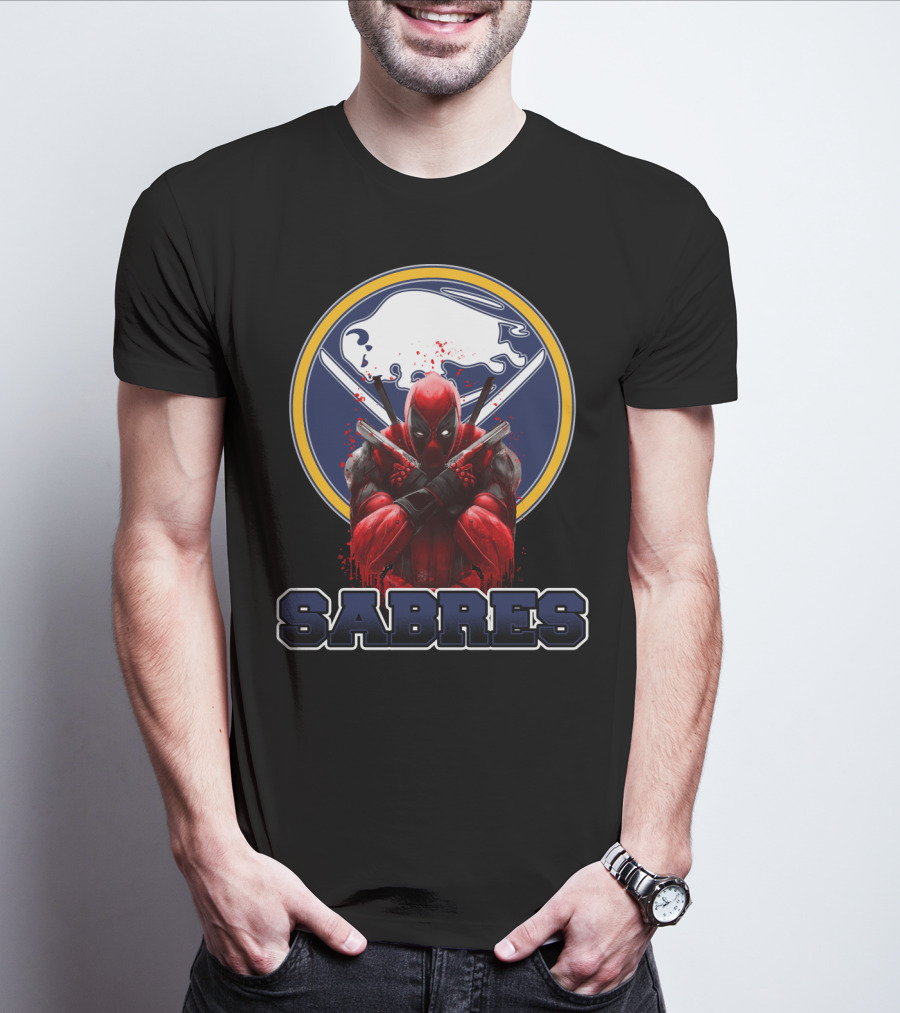 Buffalo Sabres Deadpool Crossed Katanas Fans T-Shirt
