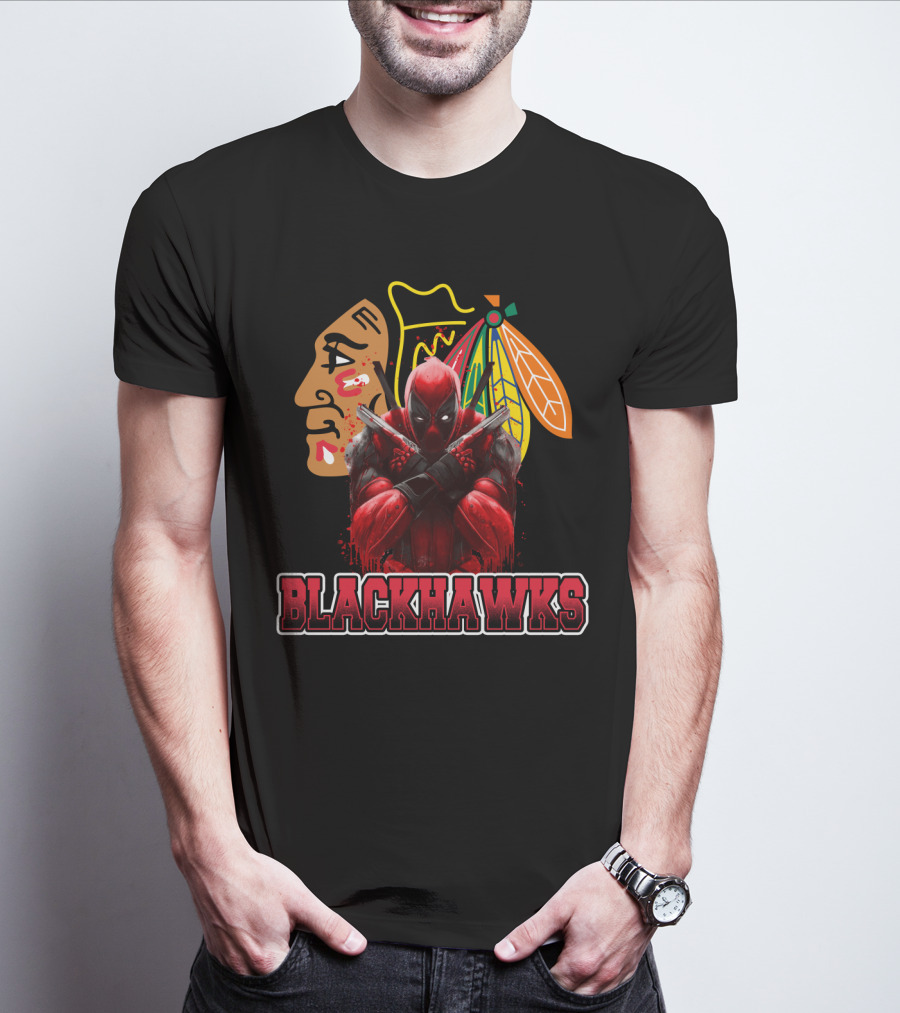 Blackhawks Deadpool Fans Chicago Crossover T-Shirt