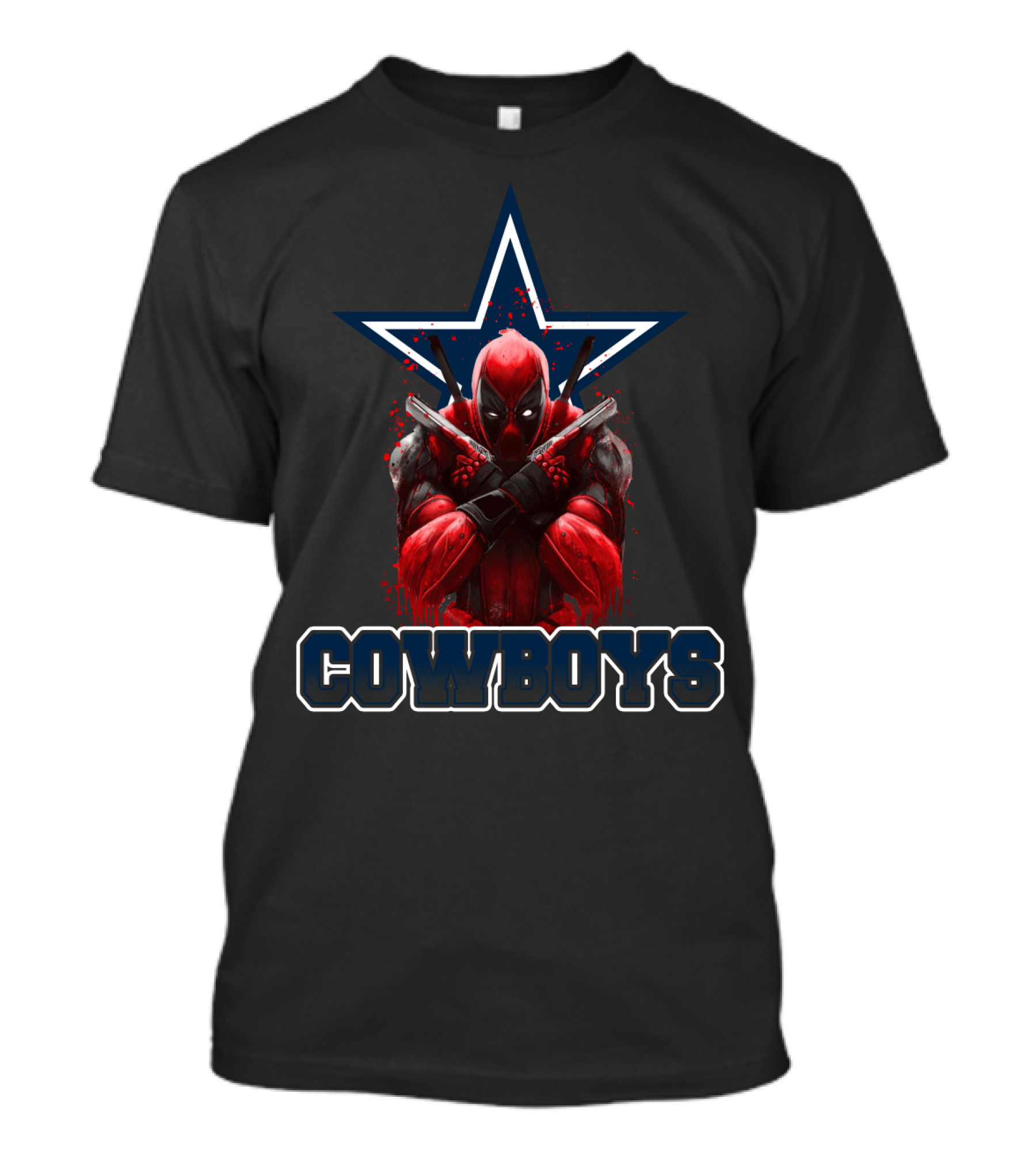 Deadpool With Swords And Dallas Cowboys Star Icon Cowboys T-Shirt