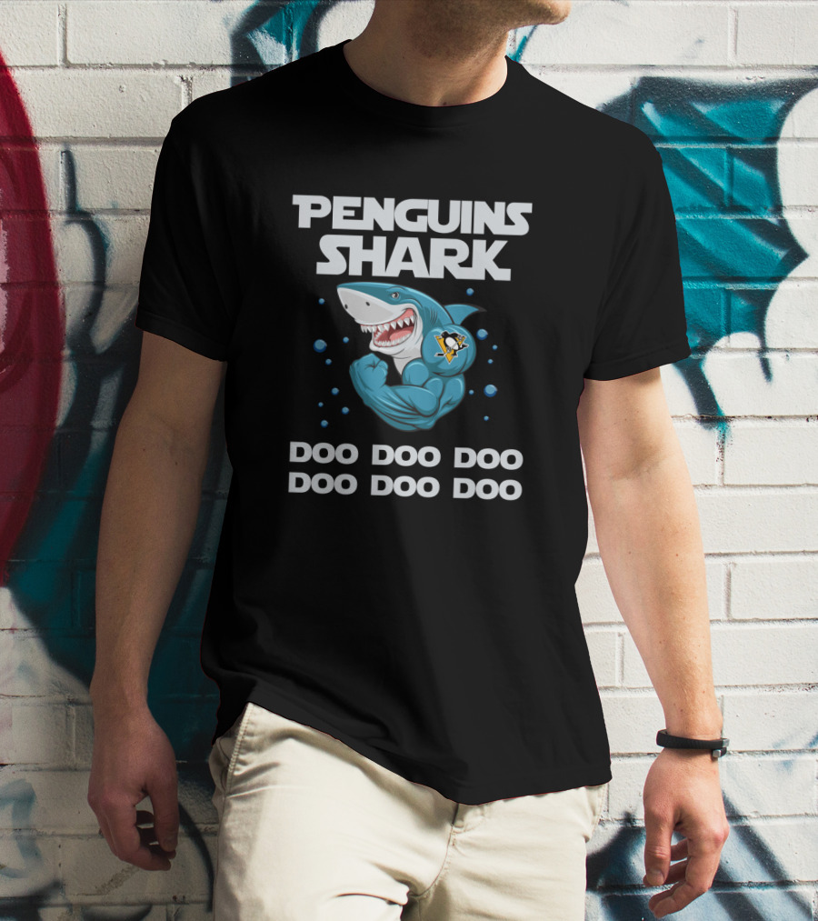 Penguins Shark Doo Doo Doo Pittsburgh Penguins Logo Fun T-Shirt