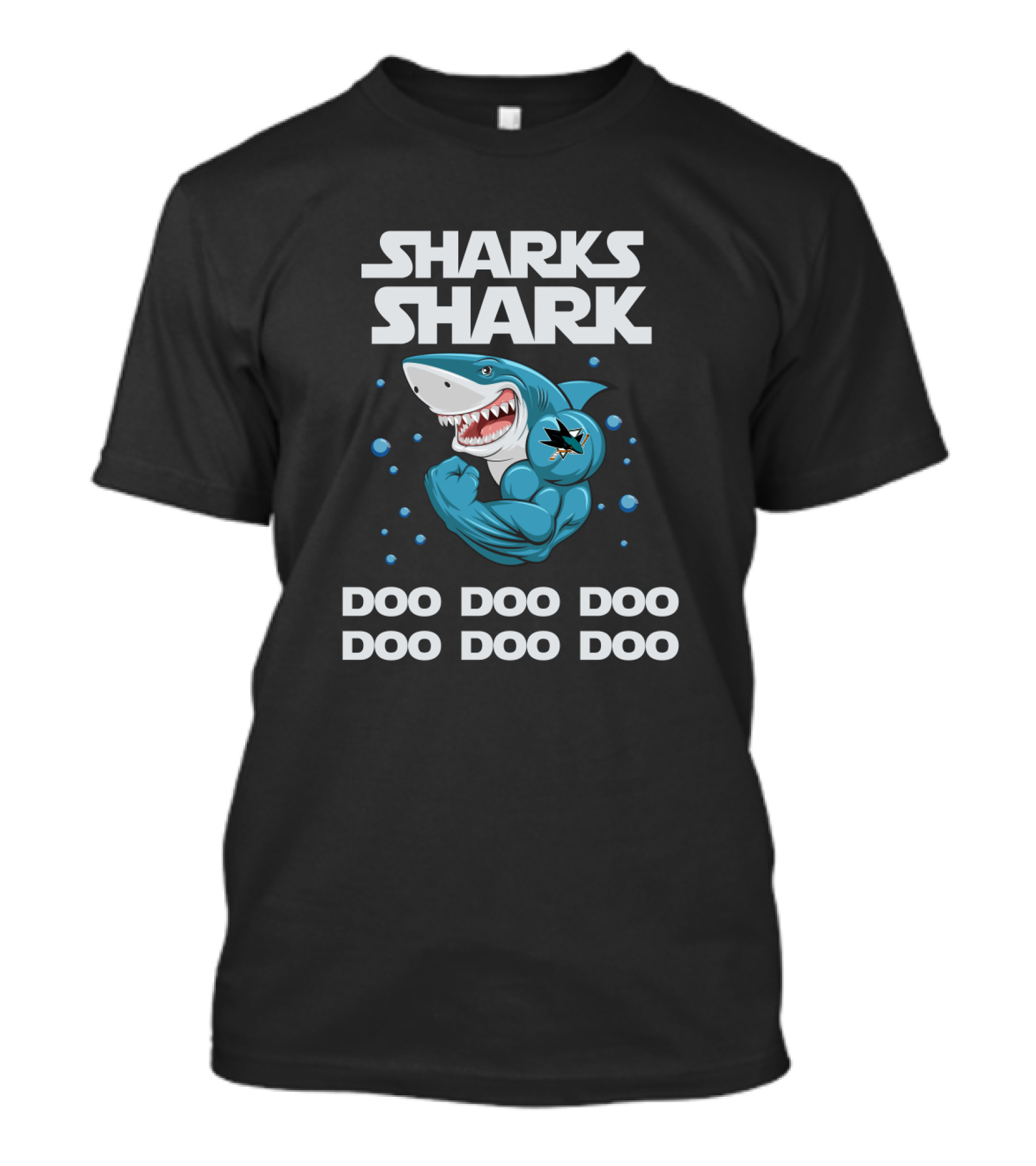 San Jose Sharks Shark Doo Doo Doo Parody With Muscular Cartoon Shark T-Shirt