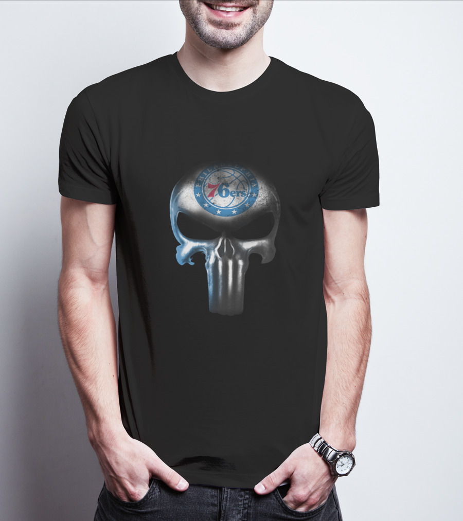 Philadelphia 76ers Punisher Skull Fans T-Shirt