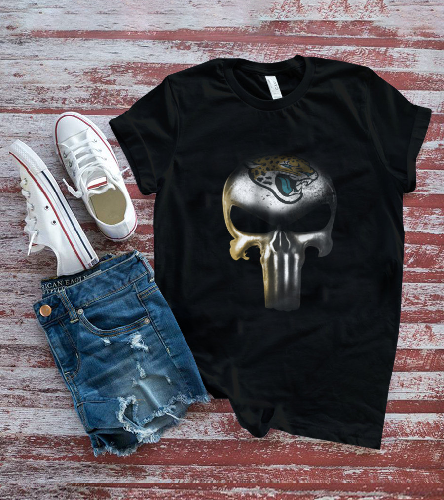 Punisher Skull With Jacksonville Jaguars Logo For Fans T-Shirt