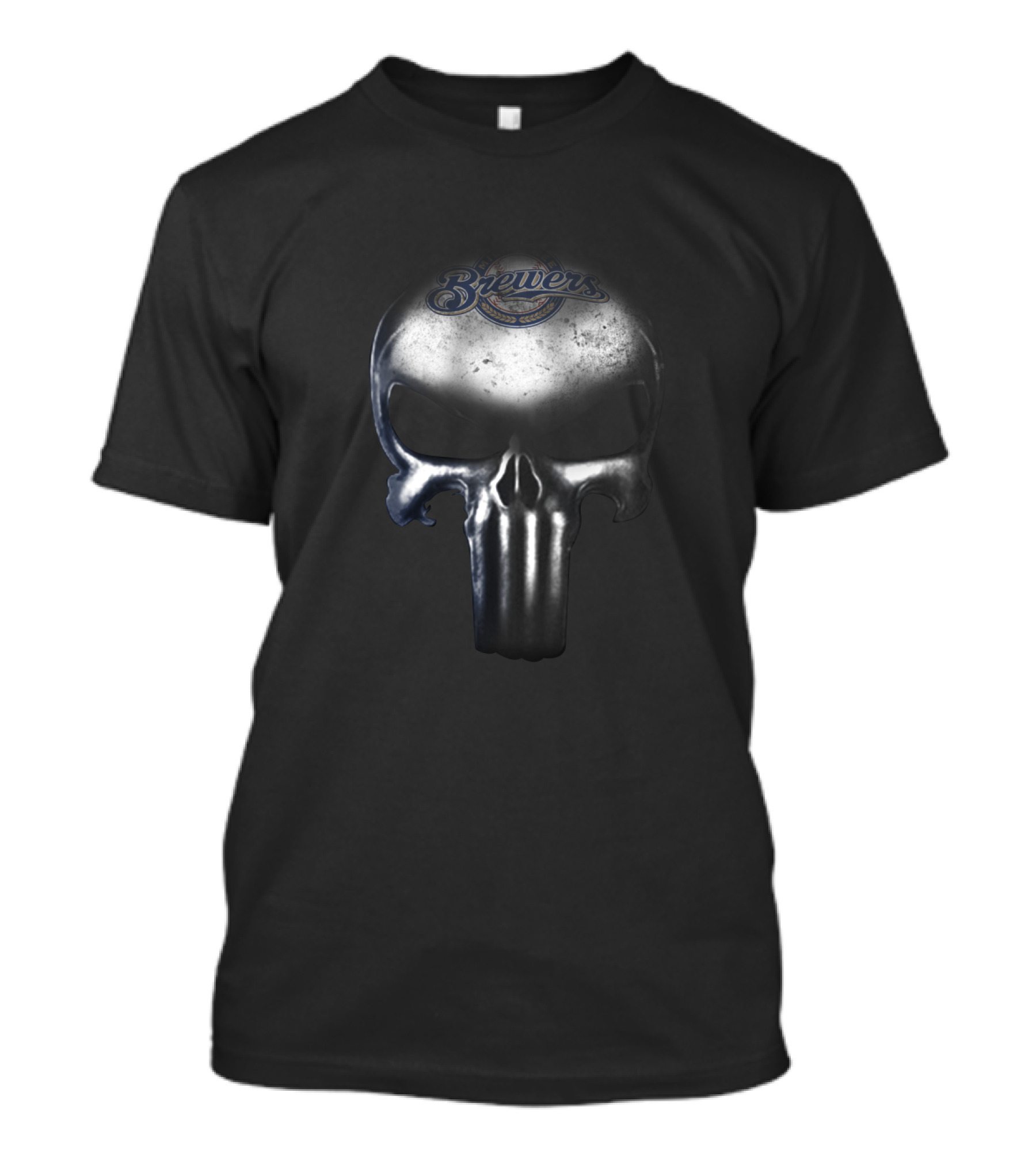 The Punisher Skull Featuring Milwaukee Brewers Logo Fans T-Shirt
