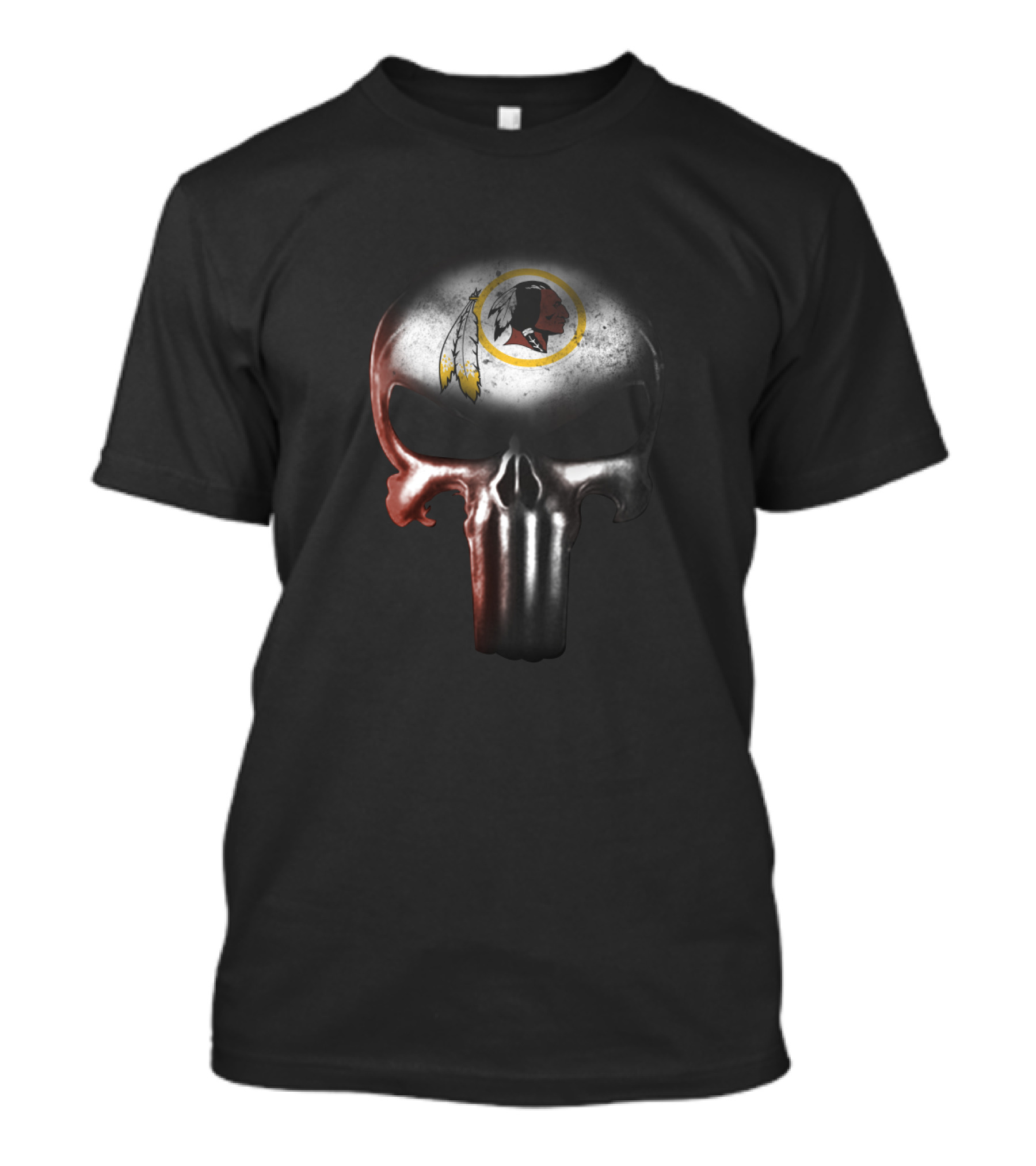 Punisher Skull With Washington Redskins Logo For Fans T-Shirt