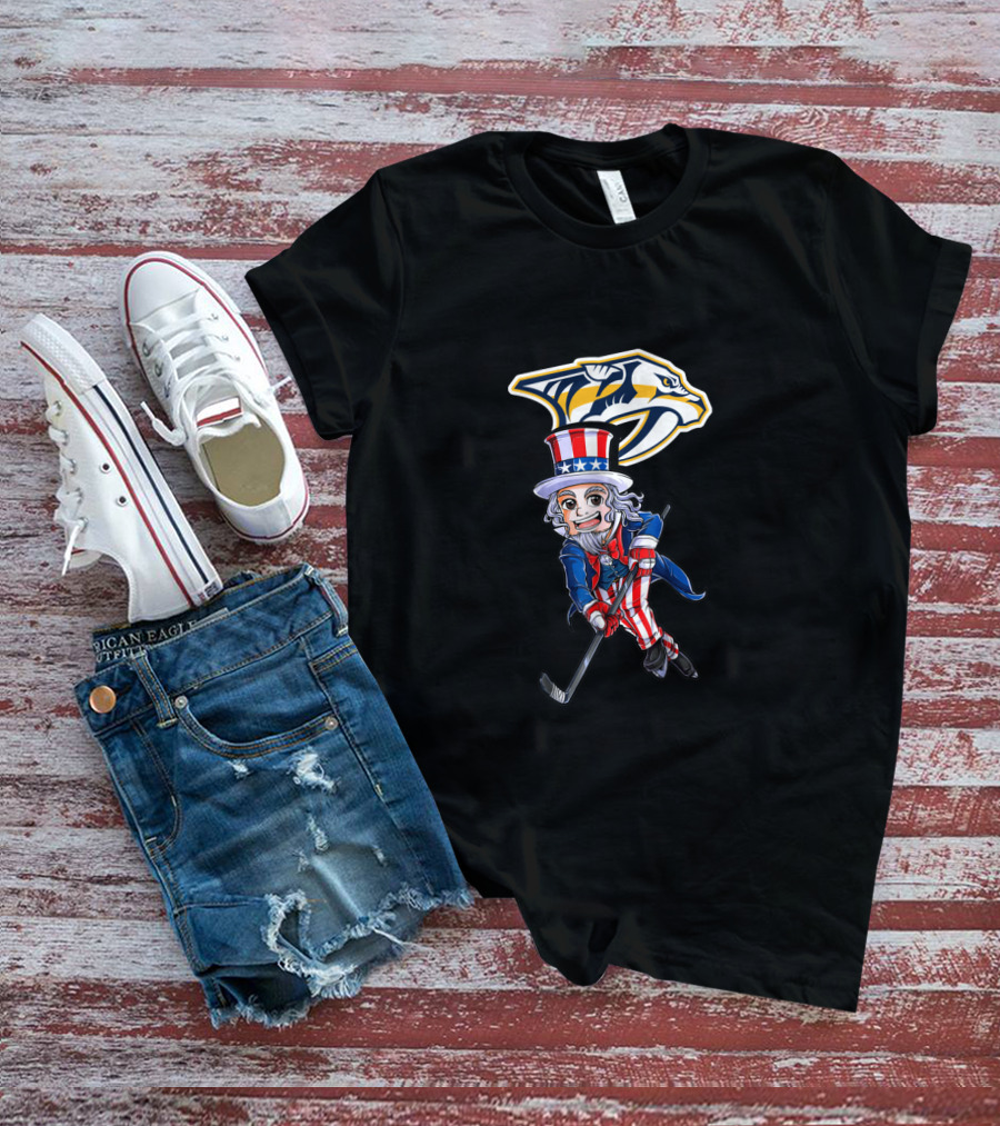 Uncle Sam Hockey With Nashville Predators For 4Th Of July Fans T-Shirt