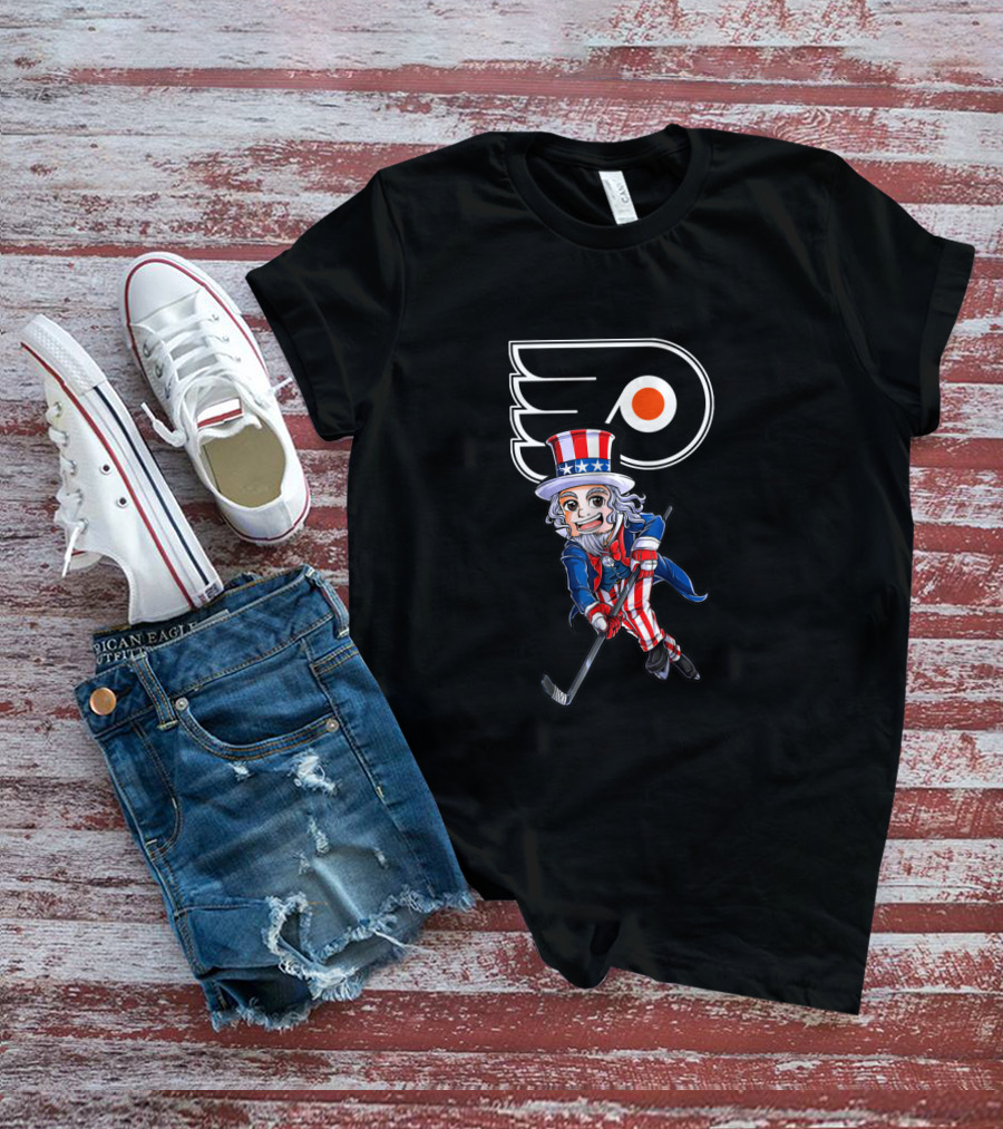 Uncle Sam Hockey Philadelphia Flyers 4Th July Fan Patriotic Ice Sports Logan T-Shirt