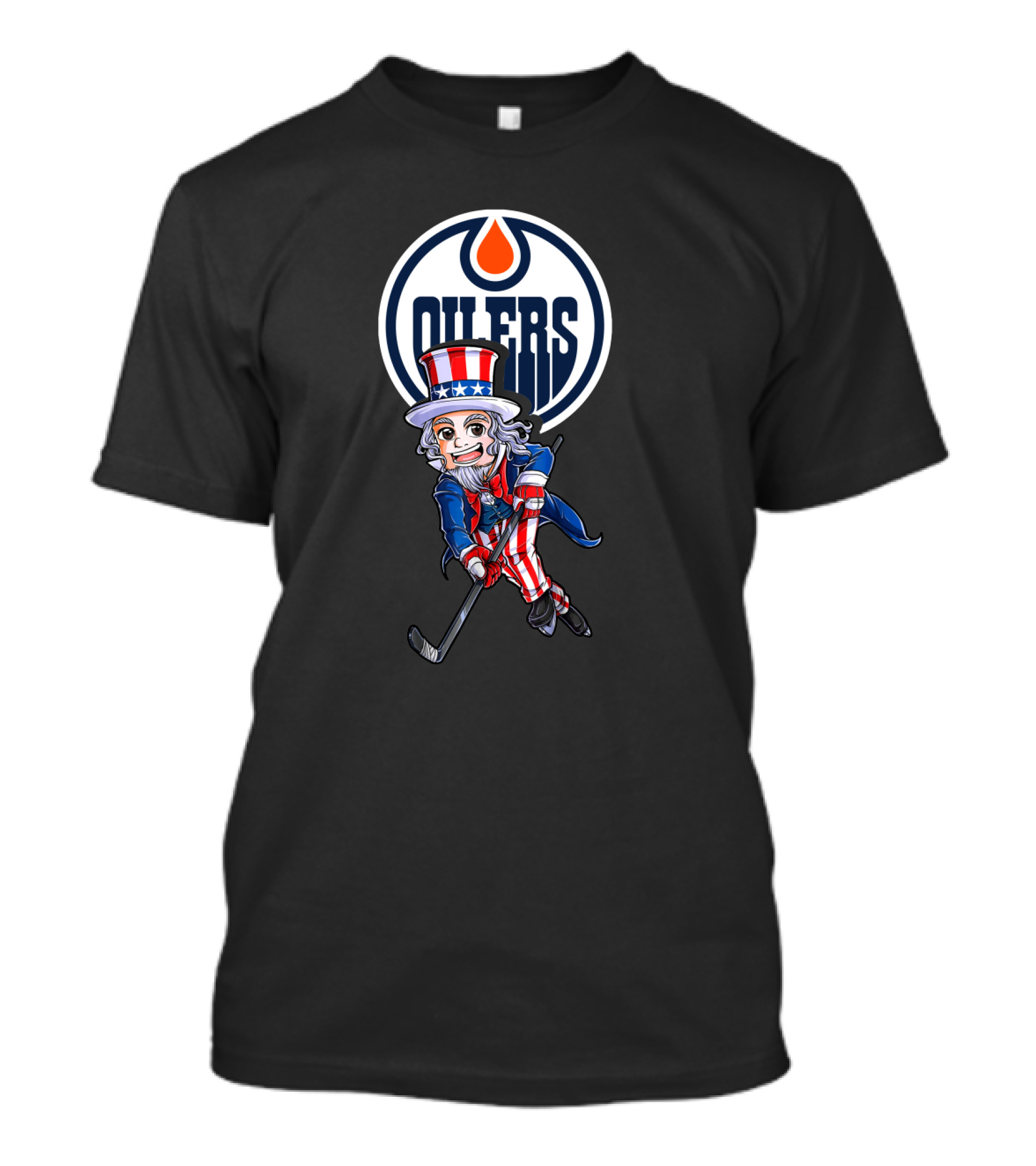Uncle Sam Hockey Player Edmonton Oilers 4Th Of July T-Shirt