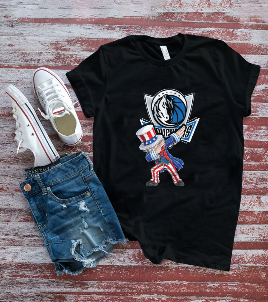 Uncle Sam Dabbing Dallas Mavericks 4Th July Basketball Celebration T-Shirt