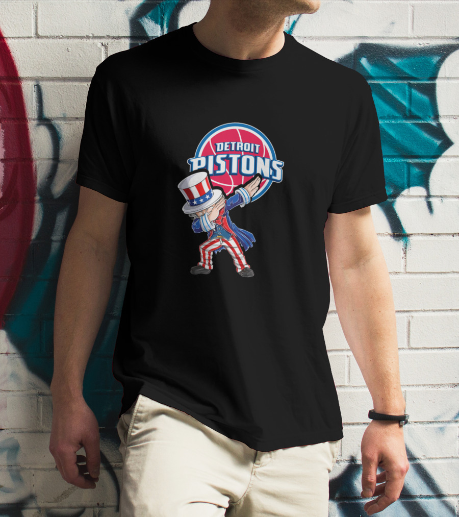 Uncle Sam Dabbing Detroit Pistons 4Th July Basketball Celebration T-Shirt